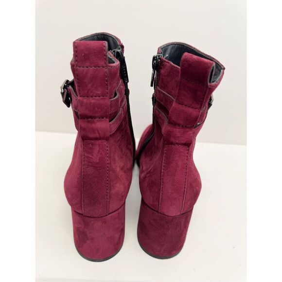 Paul Green Boots Size 7US Burgundy Sydney Italian Leather Block Heel Side Zip - Picture 6 of 10
